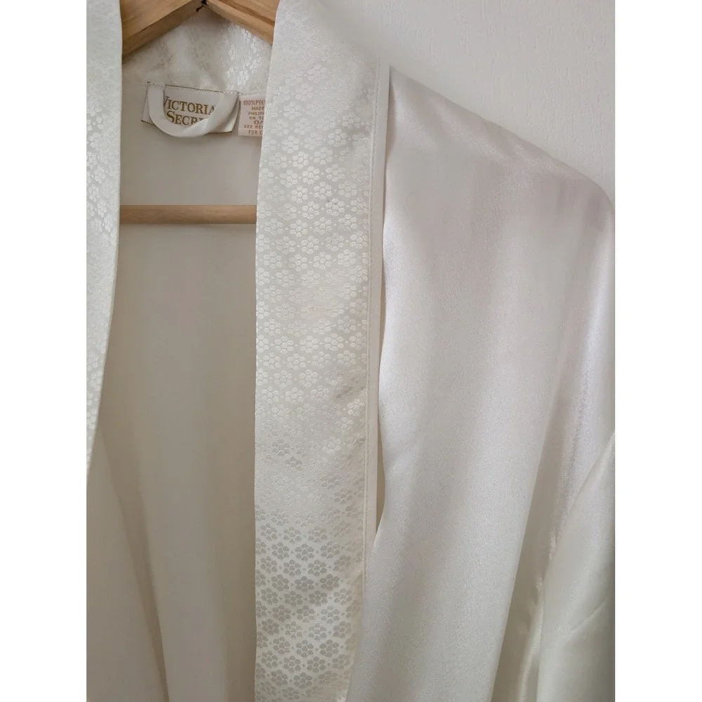 Vintage Gold Label‎ Victoria's Secret VS Satin Robe Kimono Floral Trim O/S